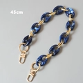 Blue marble resin and gold metal chain strap for handbags with lobster clasps, 45cm long - Blue 45CM