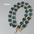 Detail of 120cm green marble resin bag strap with gold metal rings and lobster clasps - Green 120cm