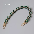 Detail view of 38cm dark green acrylic resin chain with gold metal links and lobster clasps - Green 38cm