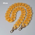 Detail of 85cm orange acrylic resin bag chain with gold metal lobster clasps - 85cm / Yellow