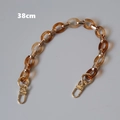 Detail view of 38cm amber acrylic resin chain with gold metal links and lobster clasps - Amber 38cm