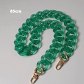 Detail of 85cm emerald green resin bag chain with matte finish and gold lobster clasps - 85cm / Emerald Green