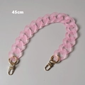 Detailed view of 45cm matte pink acrylic chain with golden metal lobster clasps - 45cm / Pink