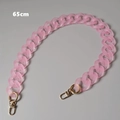 Close-up of 65cm matte pink resin chain strap with gold lobster clasps and metal rings - 65cm / Pink