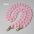 Detail of 85cm frosted pink acrylic resin bag chain strap with gold metal lobster clasps - 85cm / Pink