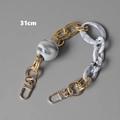 31cm gold chain handle with black and white marble acrylic rings and beads for bags - 31cm / Ink