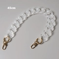 Frosted white acrylic chunky bag chain with golden lobster clasps, 45cm total length - 45cm / Clear White