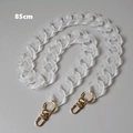 Close-up of 85cm frosted white acrylic resin chunky bag strap with gold lobster clasps - 85cm / Clear White