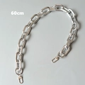 Detailed view of 60cm silver metal chain strap with polished lobster clasps for bags - Silver 60cm