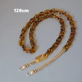 Detail view of 120cm leopard print acrylic and gold metal chain strap with lobster clasps - Mixed Splicing 120CM
