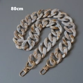 Close-up of 80cm resin chain strap with beige marble texture and gold lobster clasps - 80cm / Square Buckle