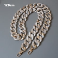 Detail of 120cm acrylic resin chain with beige marble pattern and gold metal clasps - 120cm / Square Buckle