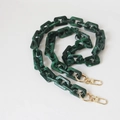 Dark green marble acrylic chain strap with gold metal buckles for vintage shoulder bags - 80cm / Green
