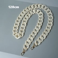 Detail view of 120cm cream acrylic bag chain with gold lobster clasps and smooth resin rings - 120cm / White