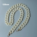 Detalle de cadena de bolso de 120cm en resina acrílica marfil con cierres dorados - Rectangular / 120cm / Albaricoque