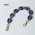 Close-up of a 35cm blue marble resin chain with golden metal snap hooks for handbags - Blue-35CM