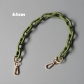 Detail of 44cm olive green acrylic resin bag strap with golden metal lobster clasps - 44cm / Green