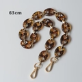 Detailed view of a 63cm leopard print acrylic bag chain with gold metal rings and lobster clasps - Leopard-63CM