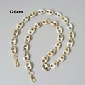 Detail of 120cm marble resin link chain with leopard print and gold metal clasps - Beige-120CM