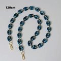 Detail view of 120cm blue marble resin chain with golden metal lobster clasps - Green-120CM