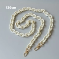 Detail of 120cm cream white acrylic bag strap with gold metal lobster clasps - 120cm / White