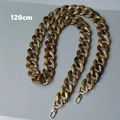 Detalle de correa de cadena de acrílico ámbar de 120cm con cierres dorados para bolsos - 120cm / Marrón
