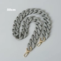 Detailed view of an 80cm matte gray resin chain strap with gold lobster clasps for bags - 80cm / Gray