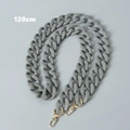Macro view of 120cm grey matte acrylic chain strap for handbags with gold metal buckles - 120cm / Gray