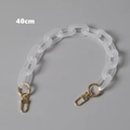 Detail view of 40cm matte acrylic resin bag chain with gold metal lobster clasps - 40CM / Frosted White