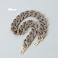 Close-up of a 60cm matte brown resin replacement chain with gold metal swivel buckles - 60CM / Khaki