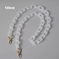 Close-up of a 120cm frosted white acrylic bag chain with gold spring metal clasps - 120cm / Frosted White