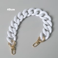Detail view of 40cm cream acrylic bag chain with sturdy golden alloy lobster clasps - Pure White 40cm