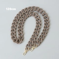 Close-up of matte mocha resin handbag chain with 120cm length and gold metal clasps - 120cm / Khaki