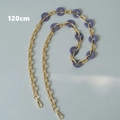 Detail of 120cm purple acrylic resin and gold metal chain with lobster clasp - Purple 120CM