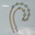 Detail of 120cm green acrylic resin and gold metal link chain strap with lobster clasps - Green 120cm