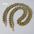 Detail of 120cm olive green resin bag chain with gold lobster clasps for handbags - Khaki 120cm