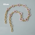 Detail of 85cm candy pink acrylic resin and gold metal chain strap with lobster clasps - Pink 85CM