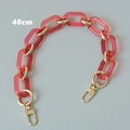 Dettaglio tracolla 40cm in acrilico rosa trasparente con moschettoni rotanti in metallo - Stile Corto / Rosa