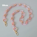 Dettaglio catena per borsa 80cm in acrilico rosa con anelli dorati e chiusure a molla - Stile Lungo / Rosa