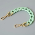 Close-up of mint green acrylic fishbone chain with gold lobster clasps for bags - 28cm / Light Green