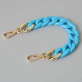 Detail of blue acrylic fishbone resin chain with gold metal lobster clasps for bags - 28cm / Blue