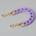 Macro detail of purple acrylic fishbone chain with premium golden metal lobster clasps - 28cm / Purple