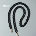 Black matte acrylic bag chain with gold alloy lobster clasps and 120cm total length - 120cm / Black