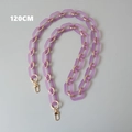 Frosted purple acrylic bag strap with gold metal rings and lobster clasps, 120cm length - 120cm / Purple