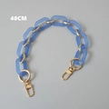Macro detail of a 40cm frosted blue acrylic and gold metal chain strap with lobster clasps - 40CM / Blue