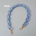 Detailed 60cm frosted blue resin and gold metal chunky chain strap for handbags - 60CM / Blue