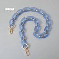 Detailed 80cm handbag strap with alternating blue matte acrylic and gold metal links - 80cm / Blue