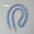 Detail of 120cm blue matte acrylic and gold metal chain strap with lobster clasps - 120cm / Blue