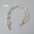 Detalle de cadena para bolso de 40cm con eslabones acrílicos y cierres de langosta dorados - 40CM / Blanco