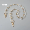 Detalle de cadena para bolso de 80 cm con resina mate y anillos de metal dorado - 80cm / Blanco